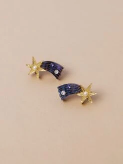 Wolf & Moon Shooting Star Studs