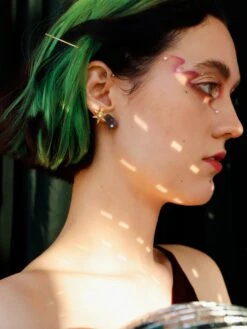 Wolf & Moon Shooting Star Studs -Wolf & Moon shooting star studs model 4