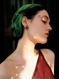 Wolf & Moon Shooting Star Studs -Wolf & Moon shooting star studs model 5