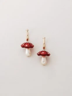 Wolf & Moon Shroom Hoops In Red -Wolf & Moon shroom hoops red front