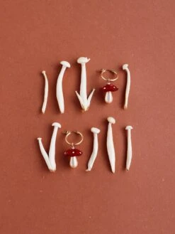 Wolf & Moon Shroom Hoops In Red -Wolf & Moon shroom hoops red lifestyle 1