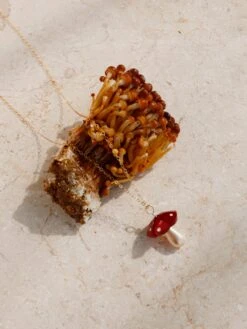 Wolf & Moon Shroom Necklace In Red -Wolf & Moon shroom necklace red lifestyle 2