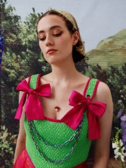 Wolf & Moon Shroom Necklace In Red -Wolf & Moon shroom necklace red model 1