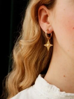 Wolf & Moon Starry Night Hoops Set -Wolf & Moon star hoops model 3 786a3661 a79d 45e9 87ae d43ac0ad010a