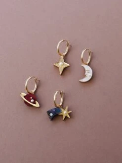 Wolf & Moon Starry Night Hoops Set -Wolf & Moon starry night hoop set lifestyle 2