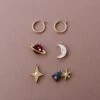 Wolf & Moon Starry Night Hoops Set -Wolf & Moon starry night hoop set lifestyle 3