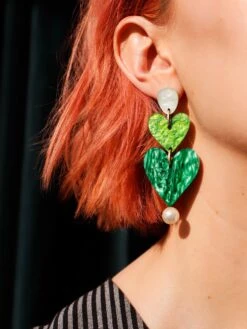 Wolf & Moon Stevie Earrings In Moss -Wolf & Moon stevie earrings moss model 3