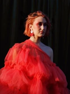 Wolf & Moon Stevie Earrings In Pink/Red -Wolf & Moon stevie earrings redpink model 4