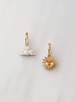 Wolf & Moon Sun & Cloud Hoops -Wolf & Moon sun and cloud hoops front