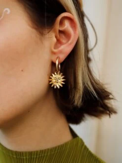 Wolf & Moon Sun & Cloud Hoops -Wolf & Moon sun hoops model 5