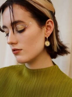 Wolf & Moon Sun & Cloud Hoops -Wolf & Moon sun hoops model 6