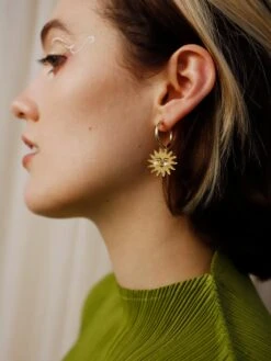 Wolf & Moon Celestial Hoops Set -Wolf & Moon sun hoops model 8 9f538049 b8d8 4a24 ab09 9cfe34673086