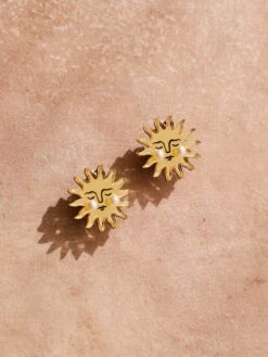 Wolf & Moon Sun Studs - Clip-On