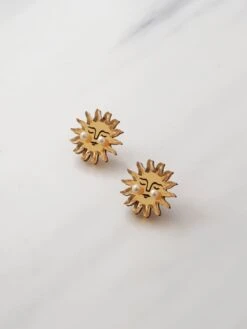 Wolf & Moon Sun Studs -Wolf & Moon sun studs side