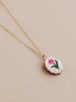 Wolf & Moon Tulip Charm Necklace -Wolf & Moon tulip charm necklace lifestyle 2