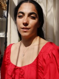 Wolf & Moon Tulip Charm Necklace -Wolf & Moon tulip charm necklace model 1