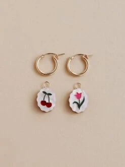 Wolf & Moon Tulip & Cherry Charm Hoops 12 Wolf & Moon Tulip & Cherry Charm Hoops -Wolf & Moon tulip cherry charm hoops lifestyle 2