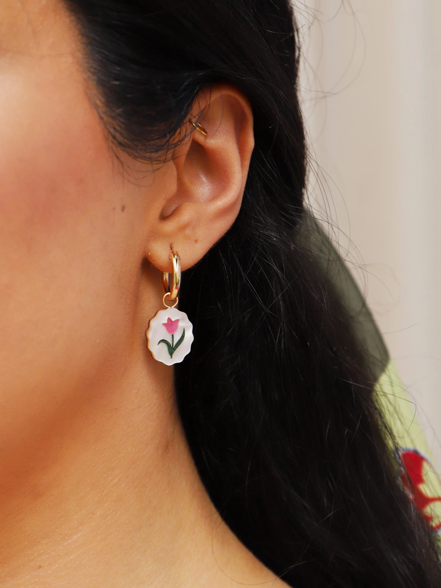 Wolf & Moon Tulip & Cherry Charm Hoops 7 Wolf & Moon Tulip & Cherry Charm Hoops - Image 5