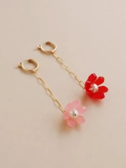 Wolf & Moon Tulip Drop Hoops In Blush 12 Wolf & Moon Tulip Drop Hoops In Blush -Wolf & Moon tulip drop hoops blush lifestyle 3