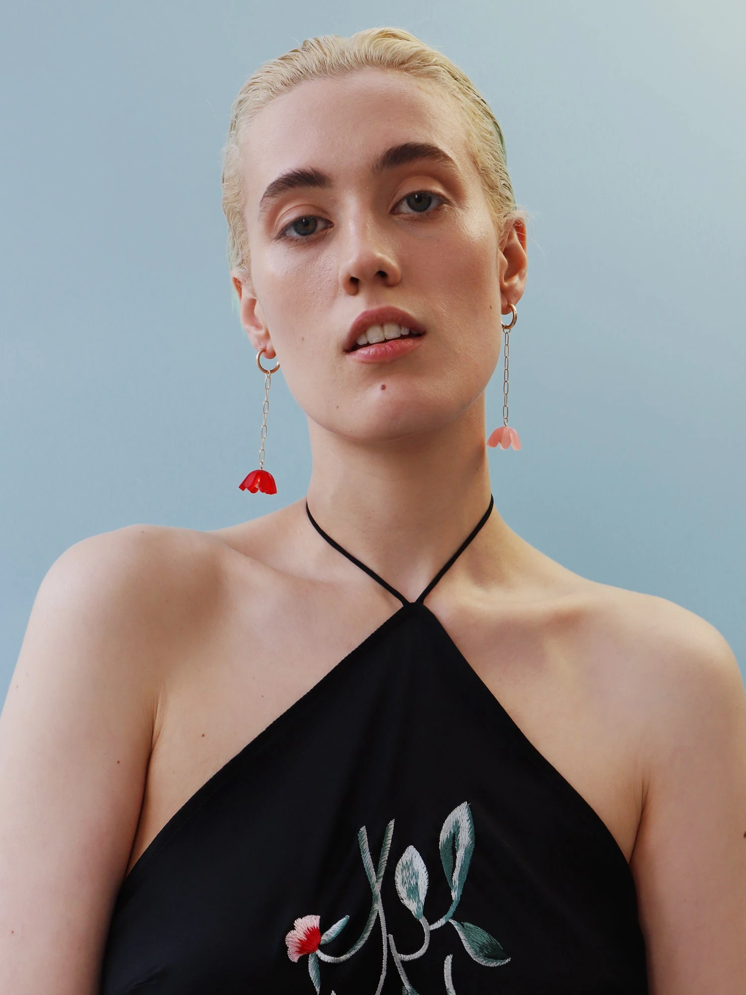 Wolf & Moon Tulip Drop Hoops In Blush 4 Wolf & Moon Tulip Drop Hoops In Blush - Image 2