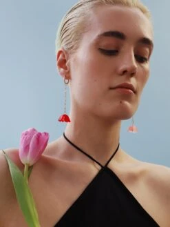 Wolf & Moon Tulip Drop Hoops In Blush 15 Wolf & Moon Tulip Drop Hoops In Blush -Wolf & Moon tulip drop hoops blush model 2