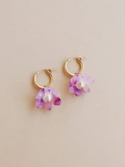 Wolf & Moon Tulip Hoops In Lavender Speckle