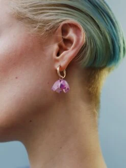 Wolf & Moon Tulip Hoops In Lavender Speckle -Wolf & Moon tulip hoops lavender model 1