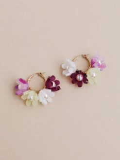 Wolf & Moon Tulip Meadow Hoops In Blackberry Crumble