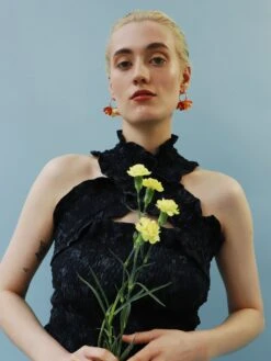 Wolf & Moon Tulip Meadow Hoops In Honey -Wolf & Moon tulip meadow hoops honey model 1