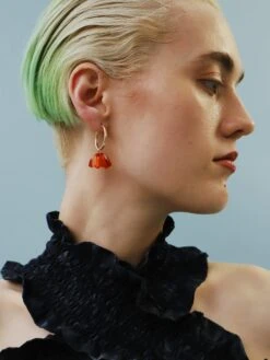 Wolf & Moon Tulip Meadow Hoops In Honey -Wolf & Moon tulip meadow hoops honey model 4