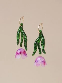 Wolf & Moon Tulip Statement Hoops In Lavender Speckle