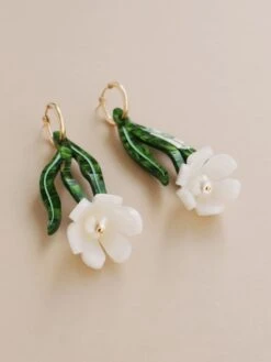 Wolf & Moon Tulip Statement Hoops In White -Wolf & Moon tulip statement hoops white lifestyle 3