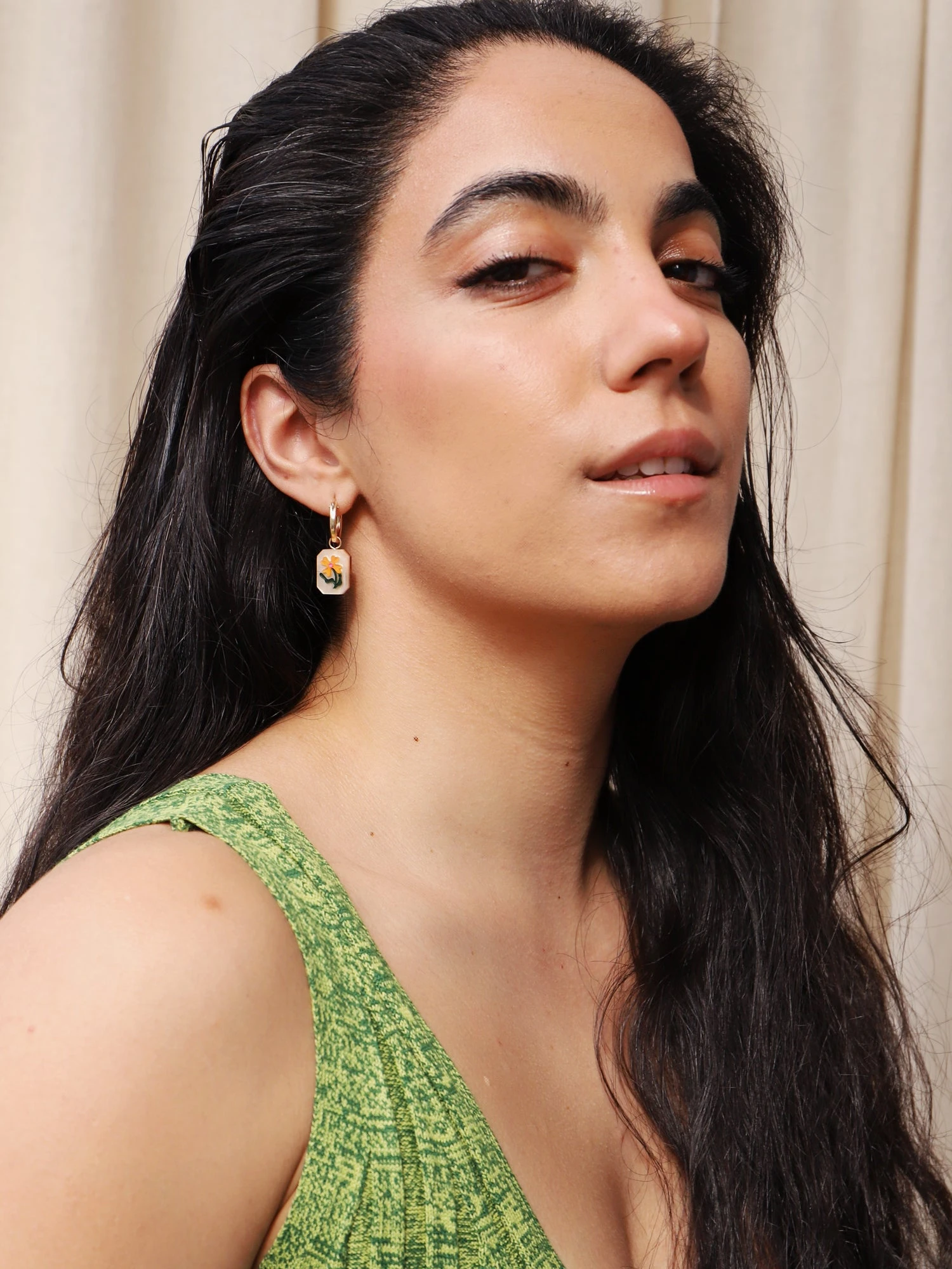 Wolf & Moon Wildflower Charm Hoops 9 Wolf & Moon Wildflower Charm Hoops - Image 7