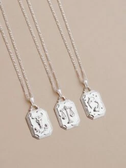 Wolf & Moon Zodiac Necklace - Silver 19 Wolf & Moon Zodiac Necklace - Silver -Wolf & Moon zodiac pendants silver lifestyle group 1