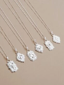 Wolf & Moon Zodiac Necklace - Silver