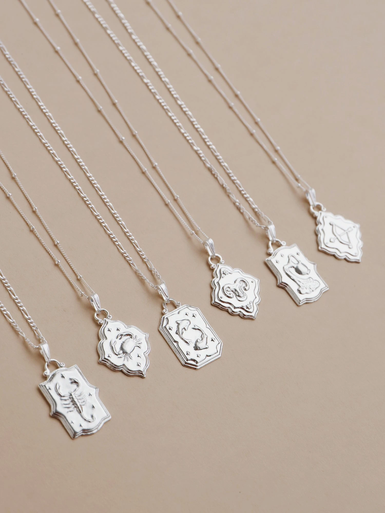 Wolf & Moon Zodiac Necklace - Silver 3 Wolf & Moon Zodiac Necklace - Silver